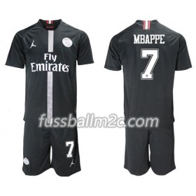 Fußballtrikots Paris Saint-Germain Mbappe 7 Jodan Schwarz Kinder Ausweich Trikotsatz 2018-2019